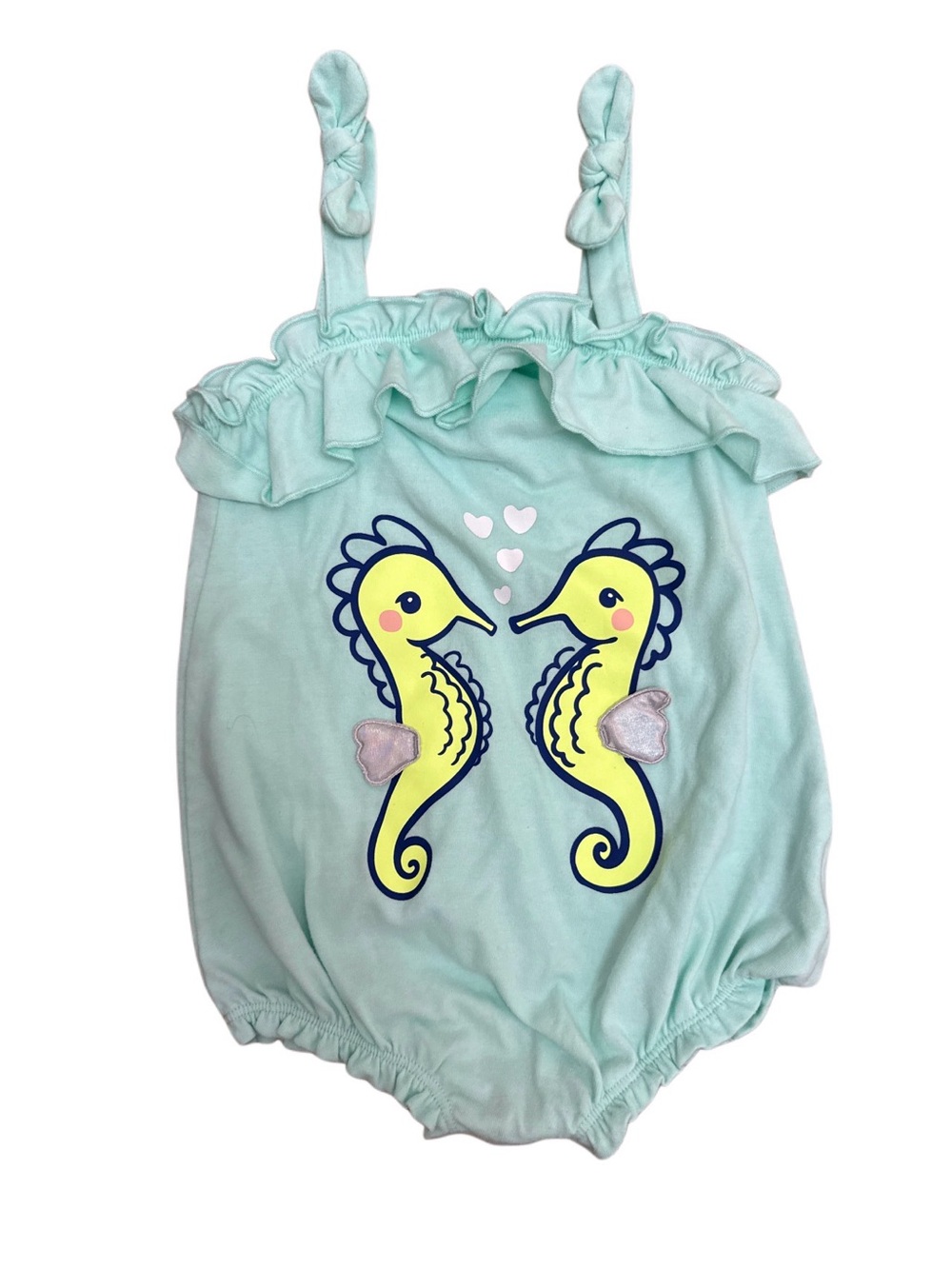 Cat & Jack Mint Green Seahorse One-Piece Romper